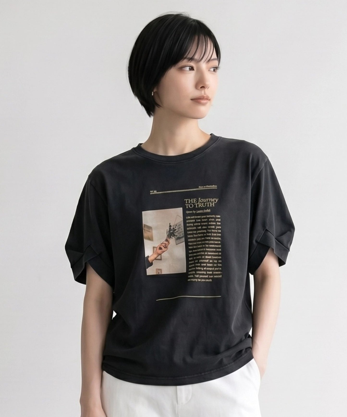 【FONT LAB】フォト×フォントプリント変形スリーブTシャツ