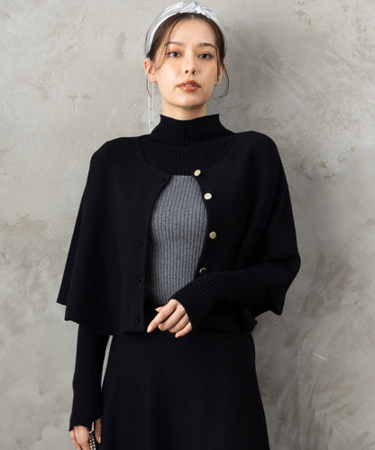 58-5669【FONT LAB】バイカラーボトルネック×ケープアンサンブル