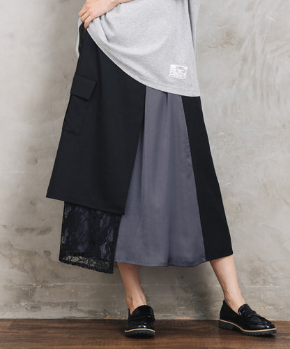 BLANC basque [Rogique]アシンメトリーラップ風レースドッキングスカート【先行予約】