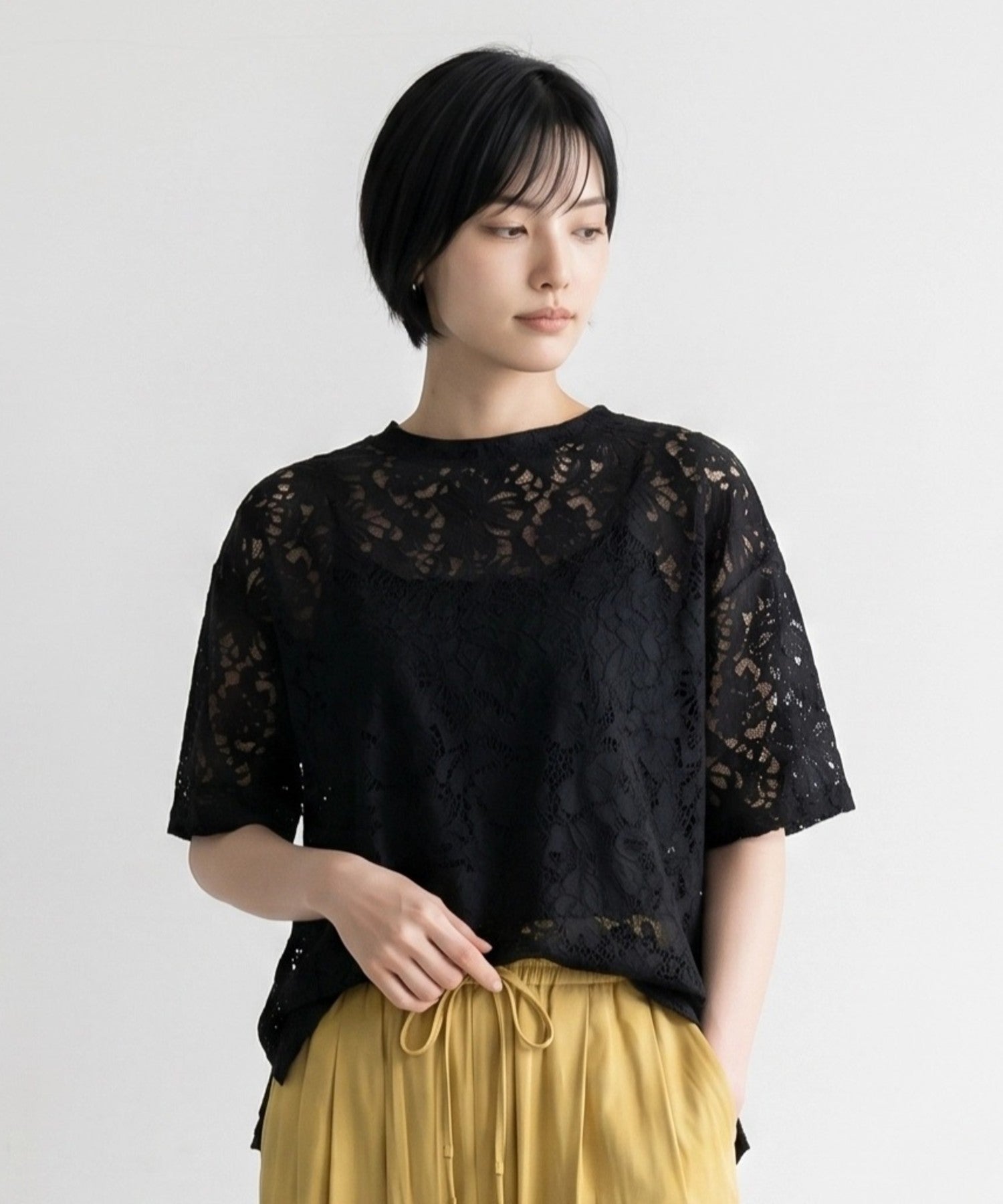 【FONT LAB】シアー3DレースTシャツ