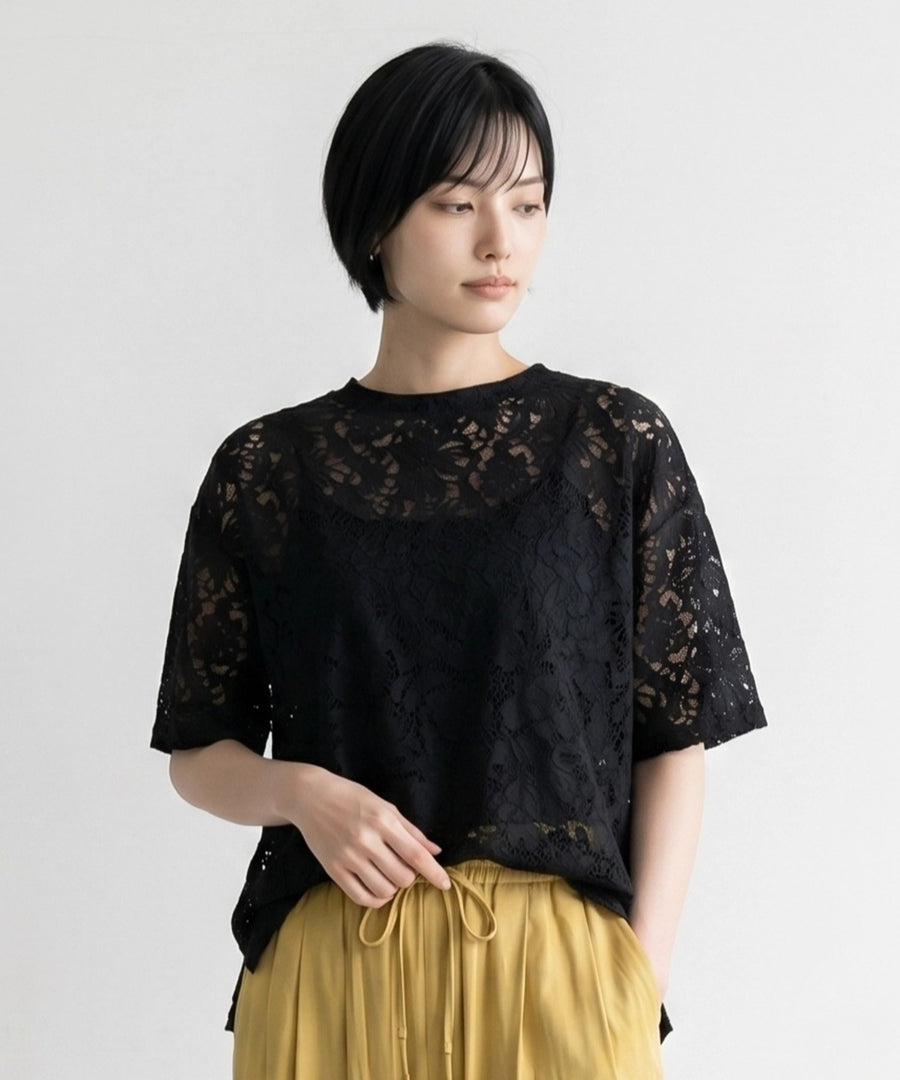 【FONT LAB】シアー3DレースTシャツ