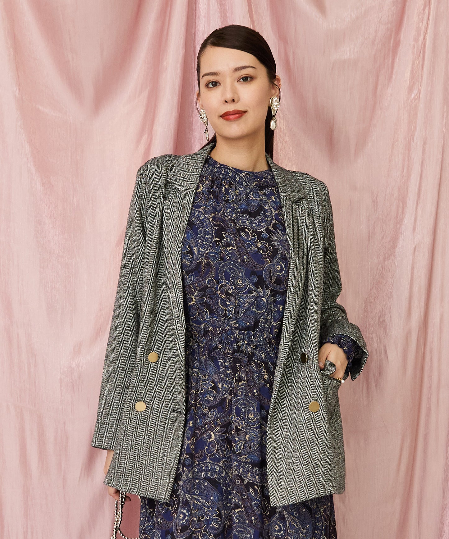 20-1182【JETSET SOLO PLUS】へリンボーンWブレストジャケット