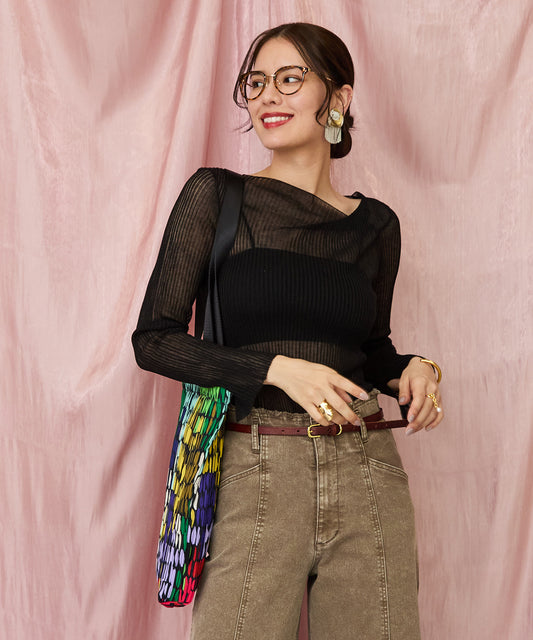 レディース リブニット アシメネック シアートップス ｜JETSET SOLO PLUS(ジェットセットソロプラス) 公式通販｜レディース ファッション きれいめカジュアル