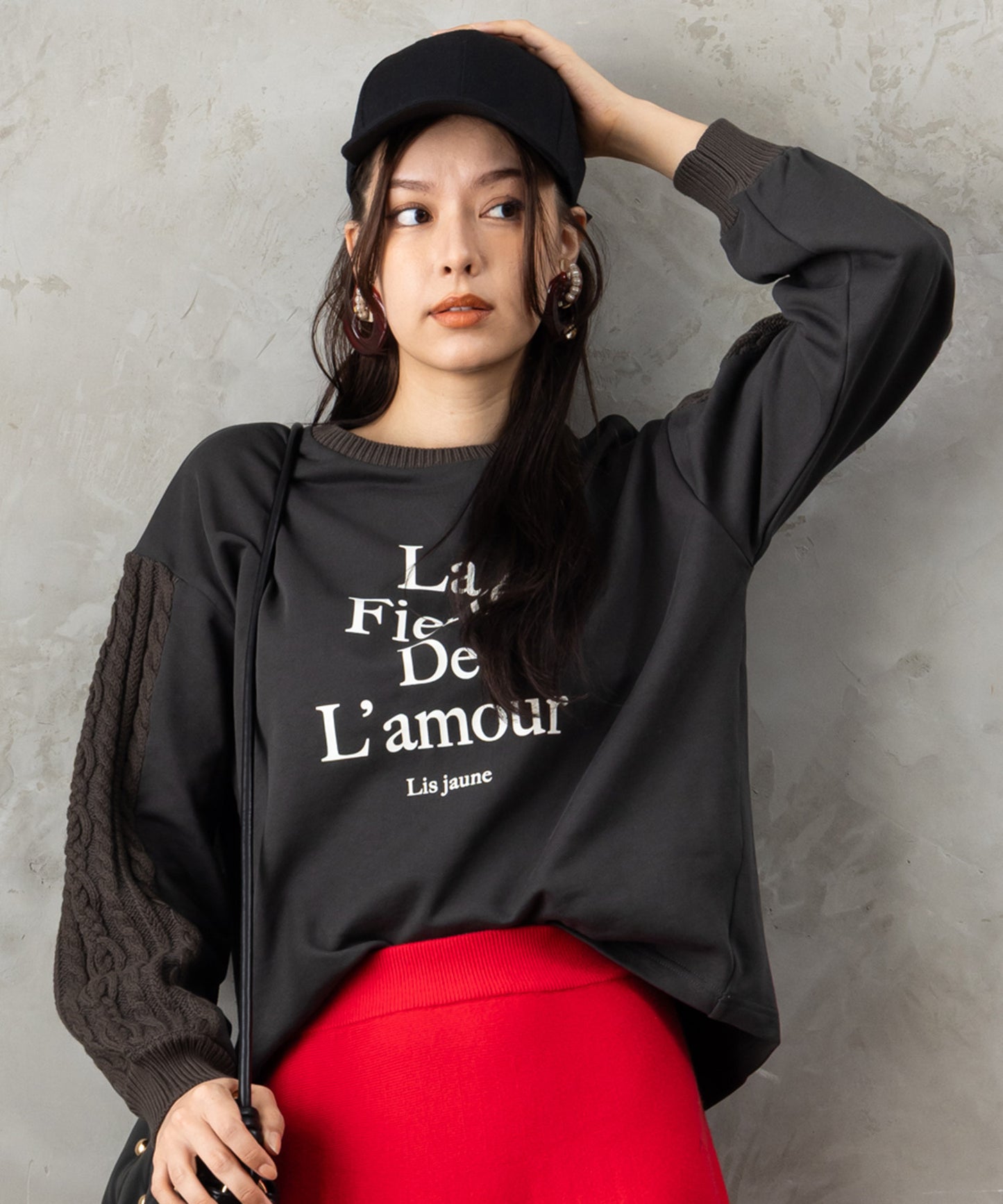 レディース スウェット ロゴ 異素材切替 ケーブルコンビ｜JETSET SOLO PLUS(ジェットセットソロプラス) 公式通販｜レディース ファッション きれいめカジュアル