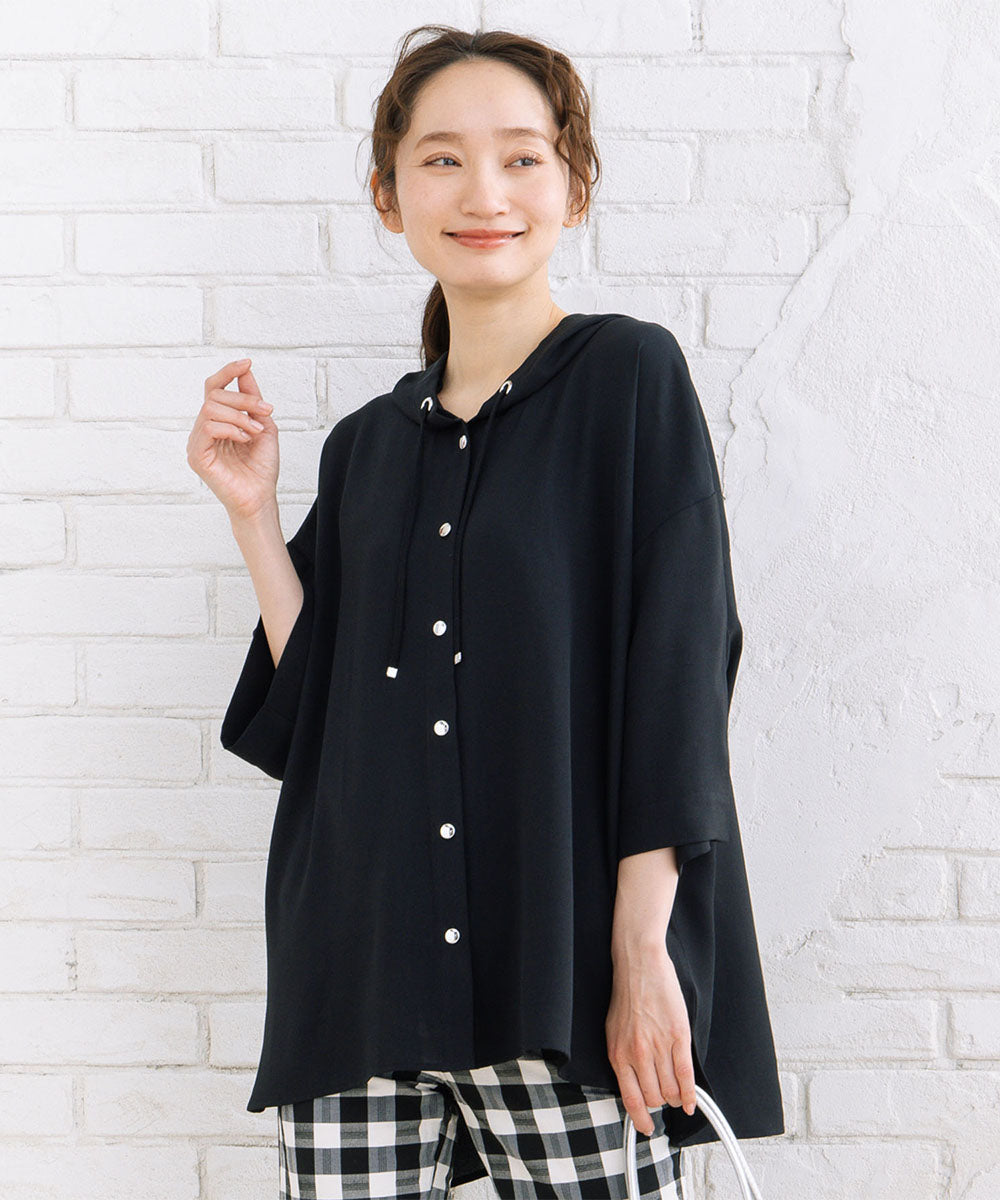 23-5475　【COOL・UV・防シワ】スムースジョーゼットフーディブルゾン【先行予約】