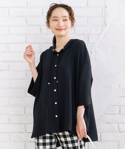 23-5475　【COOL・UV・防シワ】スムースジョーゼットフーディブルゾン【先行予約】