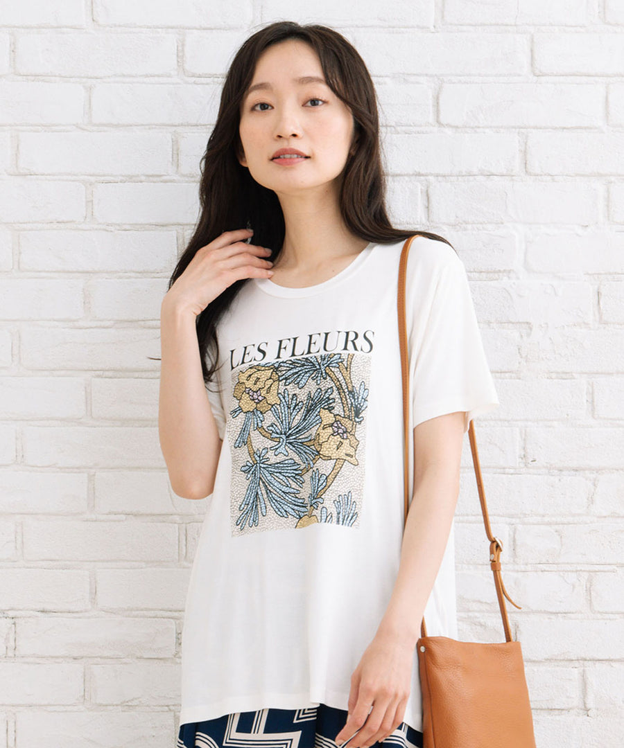 大きいサイズ レディース フラワー プリント Tシャツ｜sabstreet my standard(サブストリートマイスタンダード)