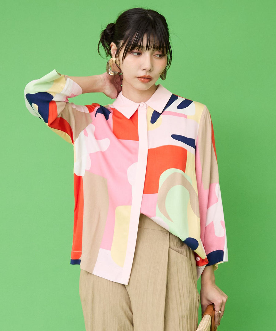 レディース ブラウス アートプリント ワイドブラウス ｜JETSET SOLO PLUS(ジェットセットソロプラス) 公式通販｜レディース ファッション きれいめカジュアル