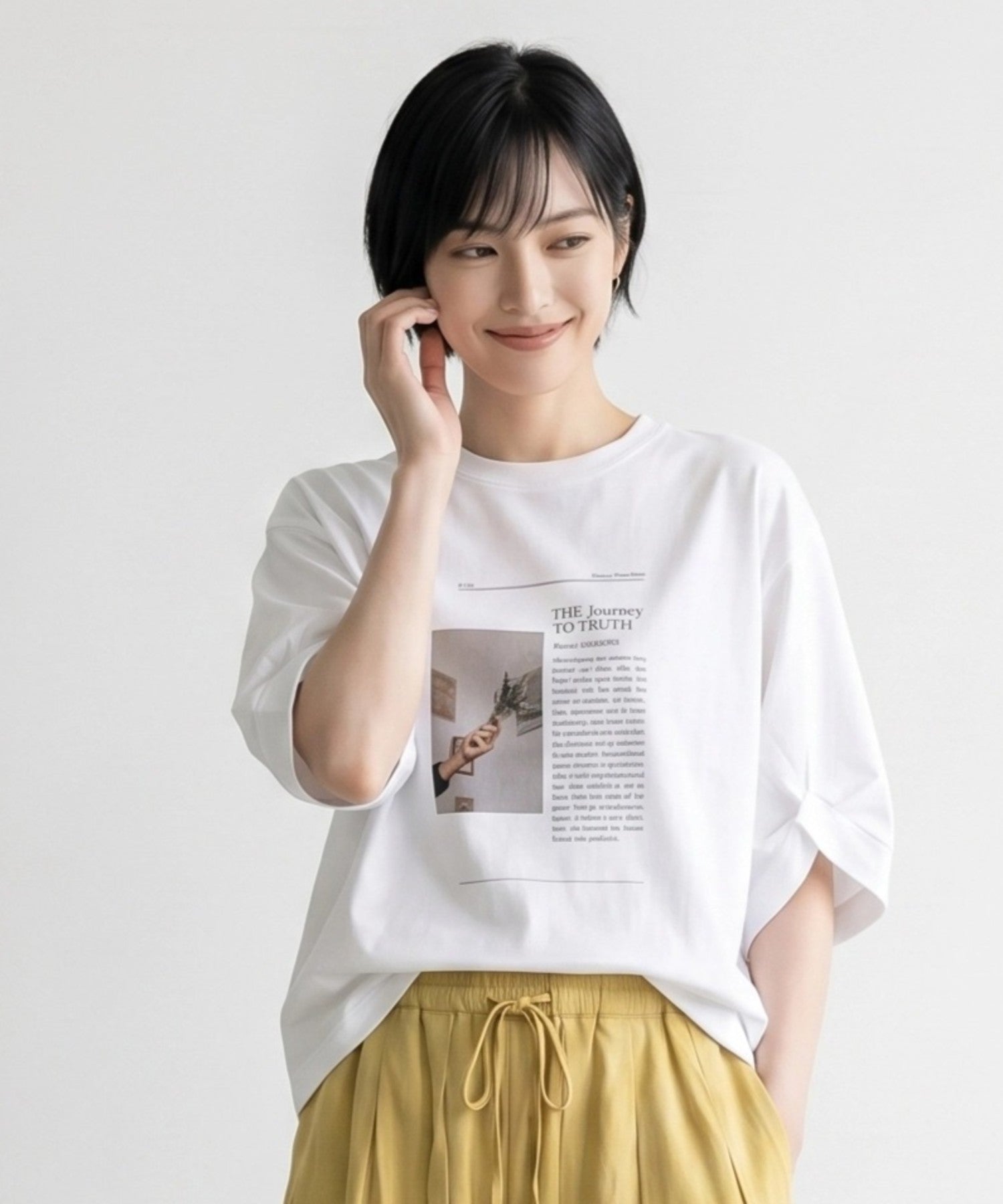 【FONT LAB】フォト×フォントプリント変形スリーブTシャツ