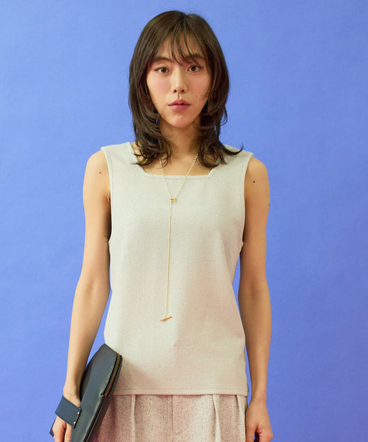 64-5887　【FONT LAB】ラメリブ2WAYタンクトップ