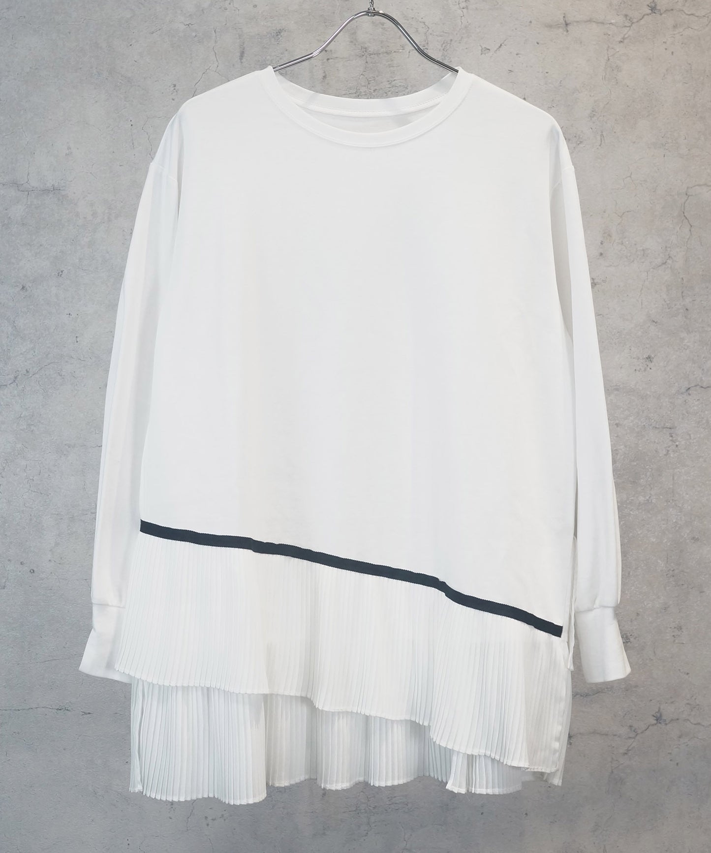 61-5848【FONT LAB】プリーツヘムロングTシャツ