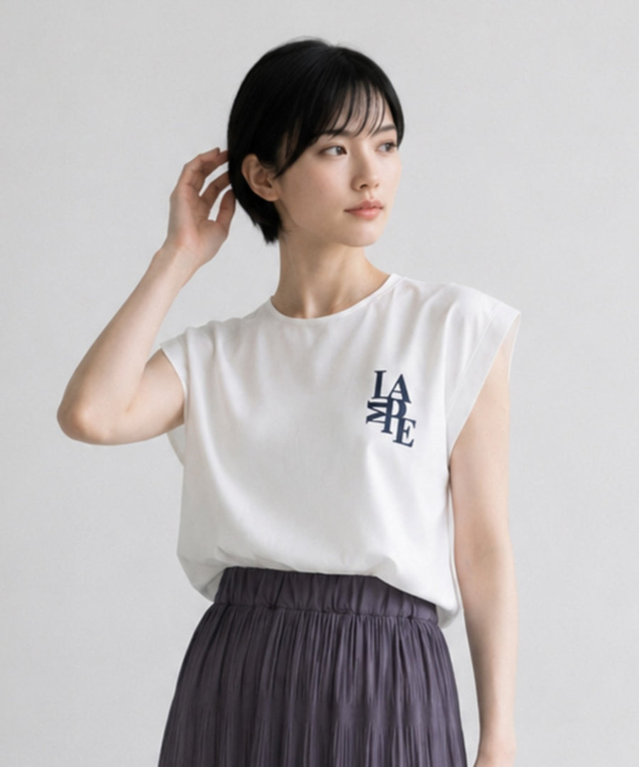 【FONT LAB】カットジョーゼットオーガンジーコンビロゴTシャツ