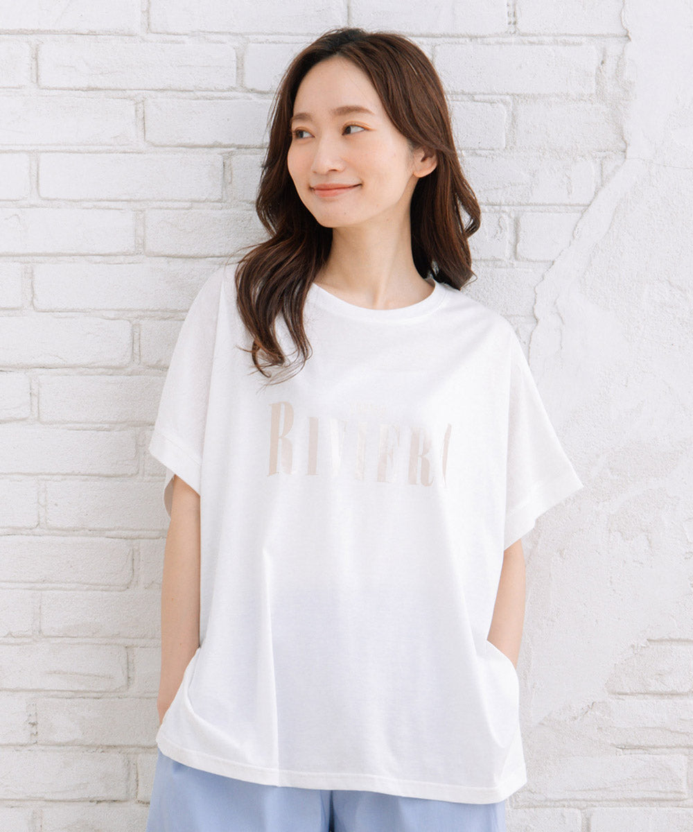 大きいサイズ レディース 箔プリント ロゴ Tシャツ｜大きいサイズ レディース ブランド 通販 安い WEB限定 カジュアル コーデ ファッション