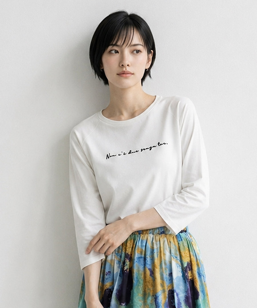 【FONT LAB】クリア天竺フロッキーロゴ７分袖Tシャツ