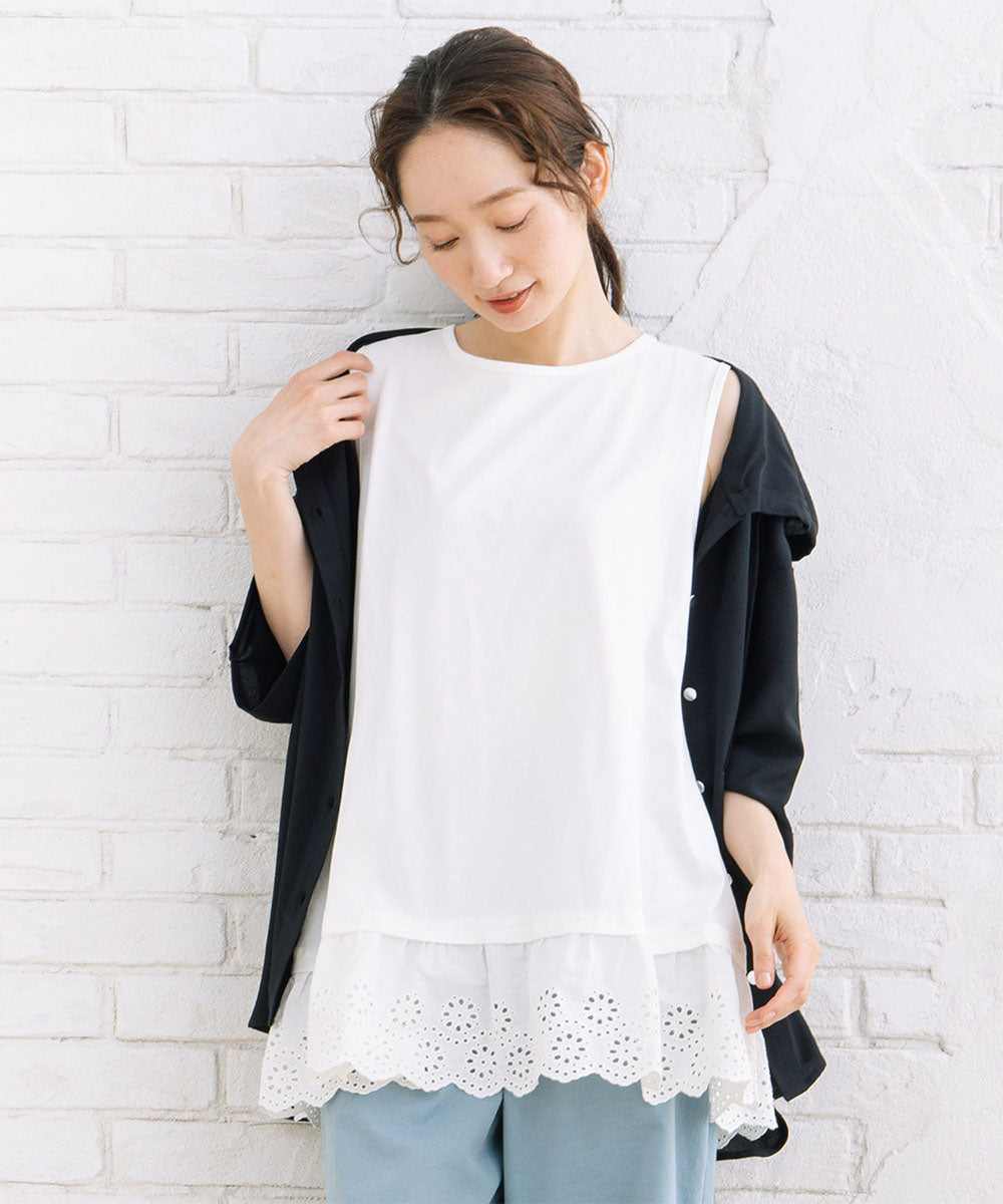 【sabstreet bis】【web限定】 裾刺繍レースタンクトップ【先行予約】