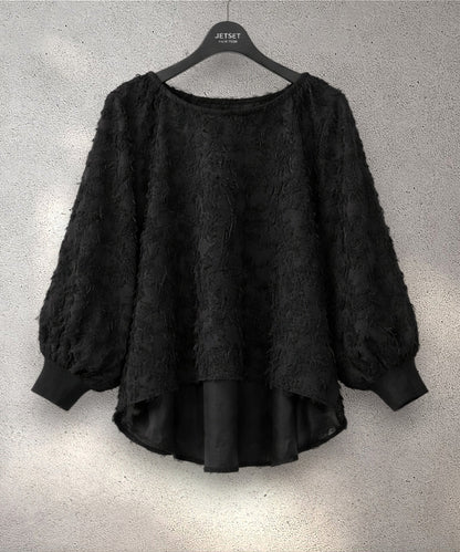 【JETSET SOLO PLUS】ボタニカルカットジャガードブラウス