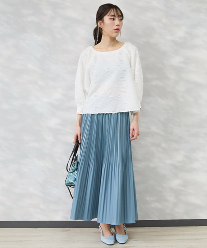 【JETSET SOLO PLUS】ボタニカルカットジャガードブラウス