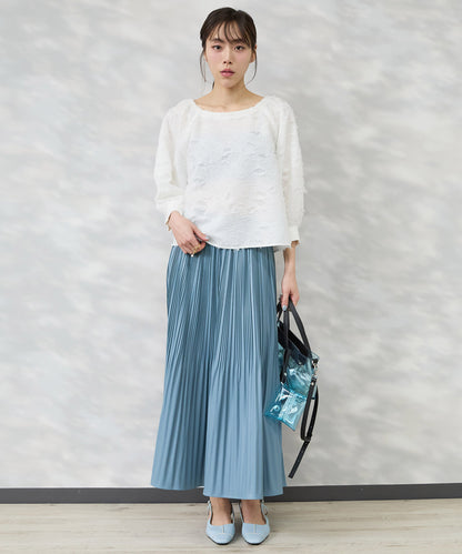 【JETSET SOLO PLUS】ボタニカルカットジャガードブラウス