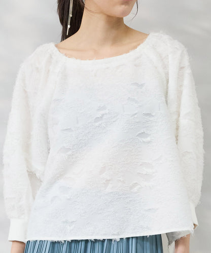 【JETSET SOLO PLUS】ボタニカルカットジャガードブラウス