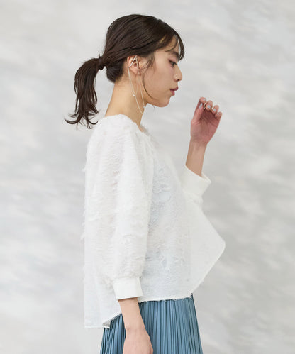 【JETSET SOLO PLUS】ボタニカルカットジャガードブラウス