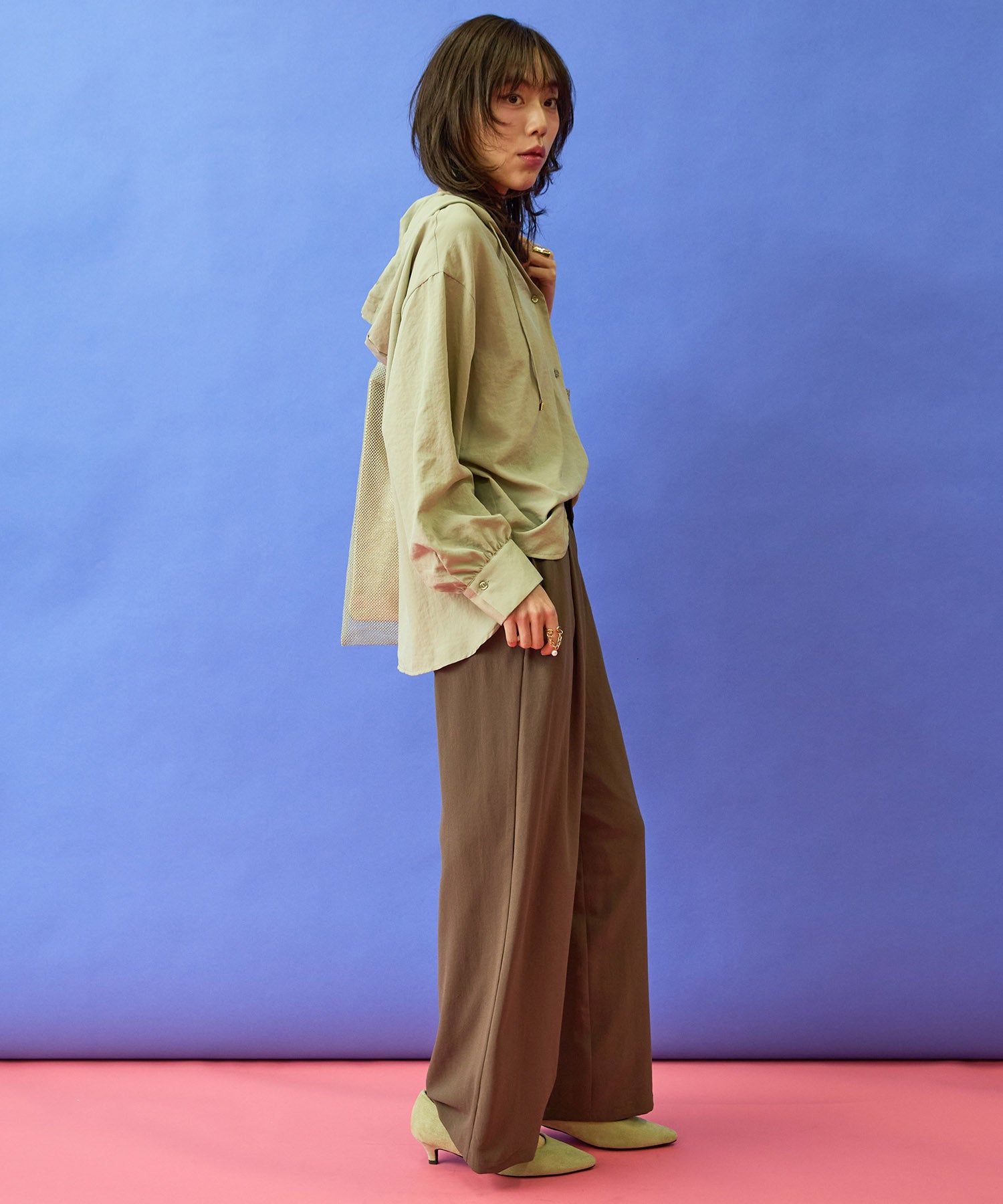 【FONT LAB】ナチュラルエアータンブラーフーディーブラウス