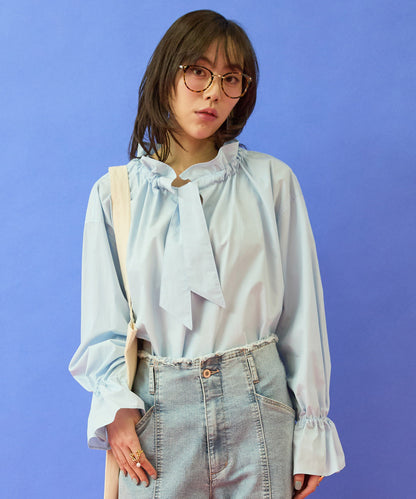 ブラウス レディース フリルカラー 襟元 デザイン