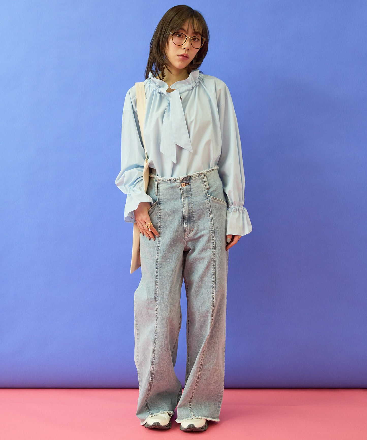 【FONT LAB】オーガニックコットンフリルカラーブラウス