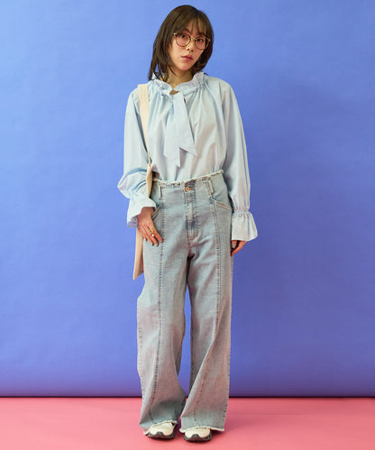 【FONT LAB】オーガニックコットンフリルカラーブラウス