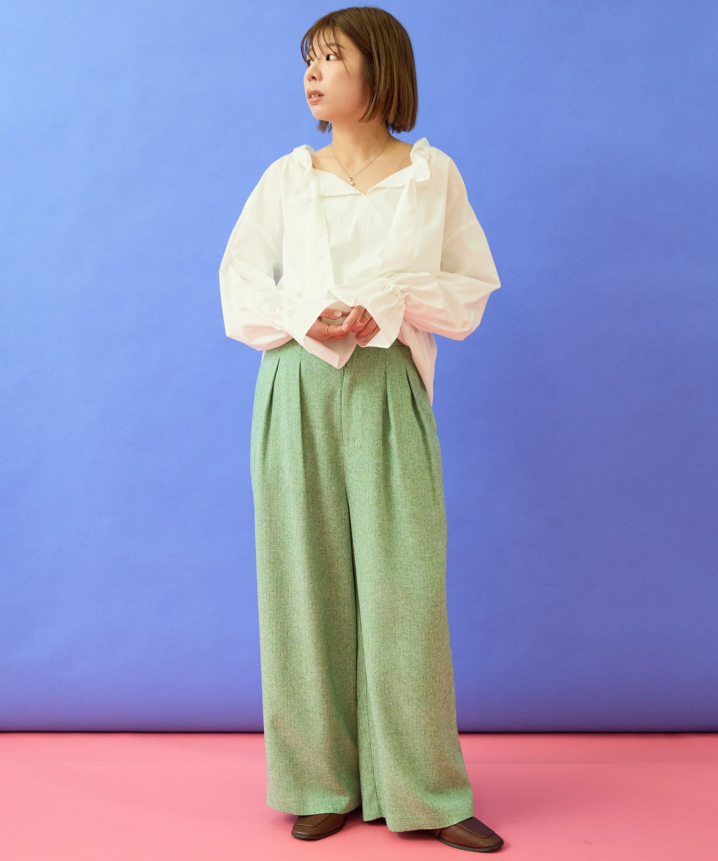 【FONT LAB】オーガニックコットンフリルカラーブラウス
