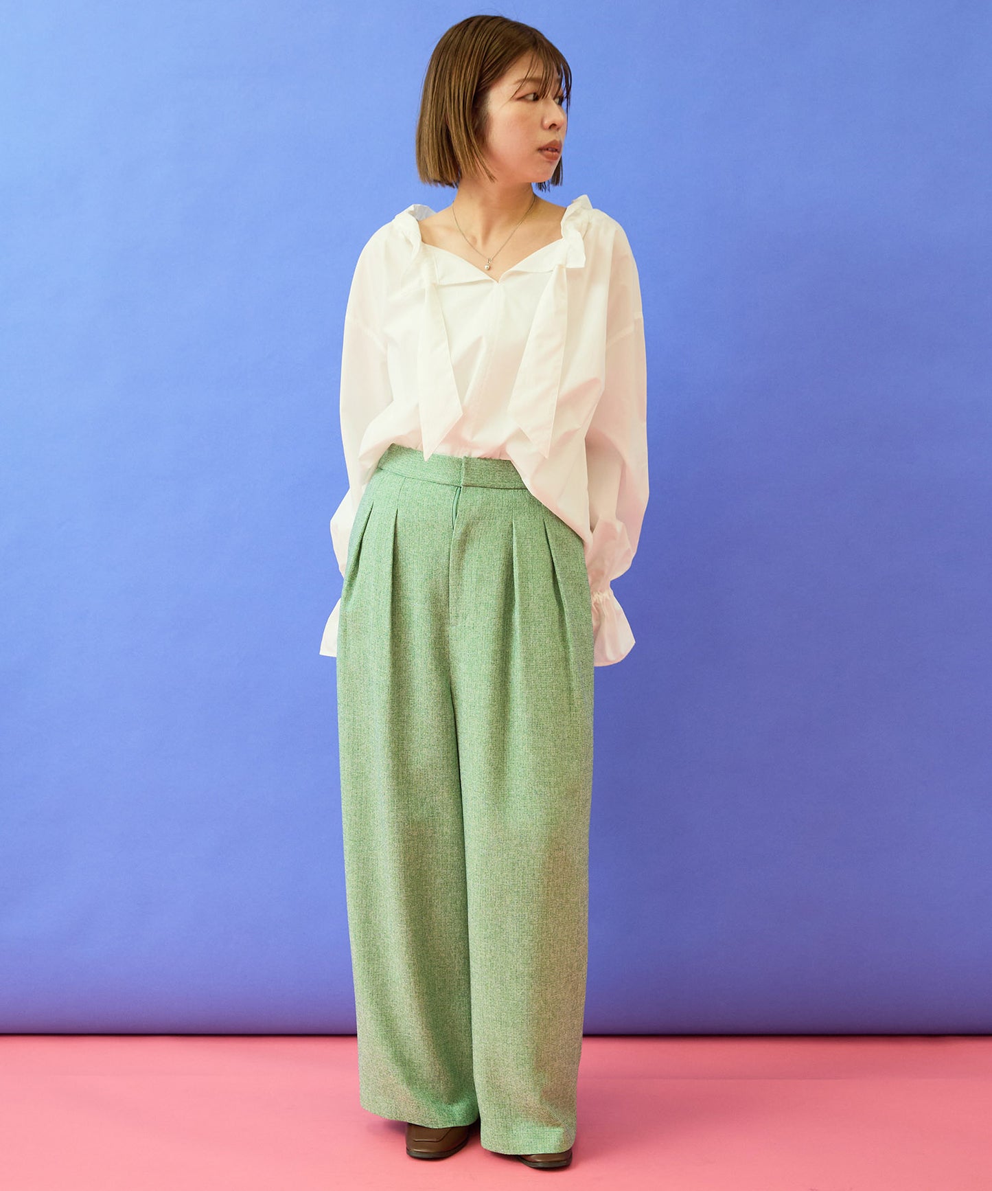 【FONT LAB】オーガニックコットンフリルカラーブラウス