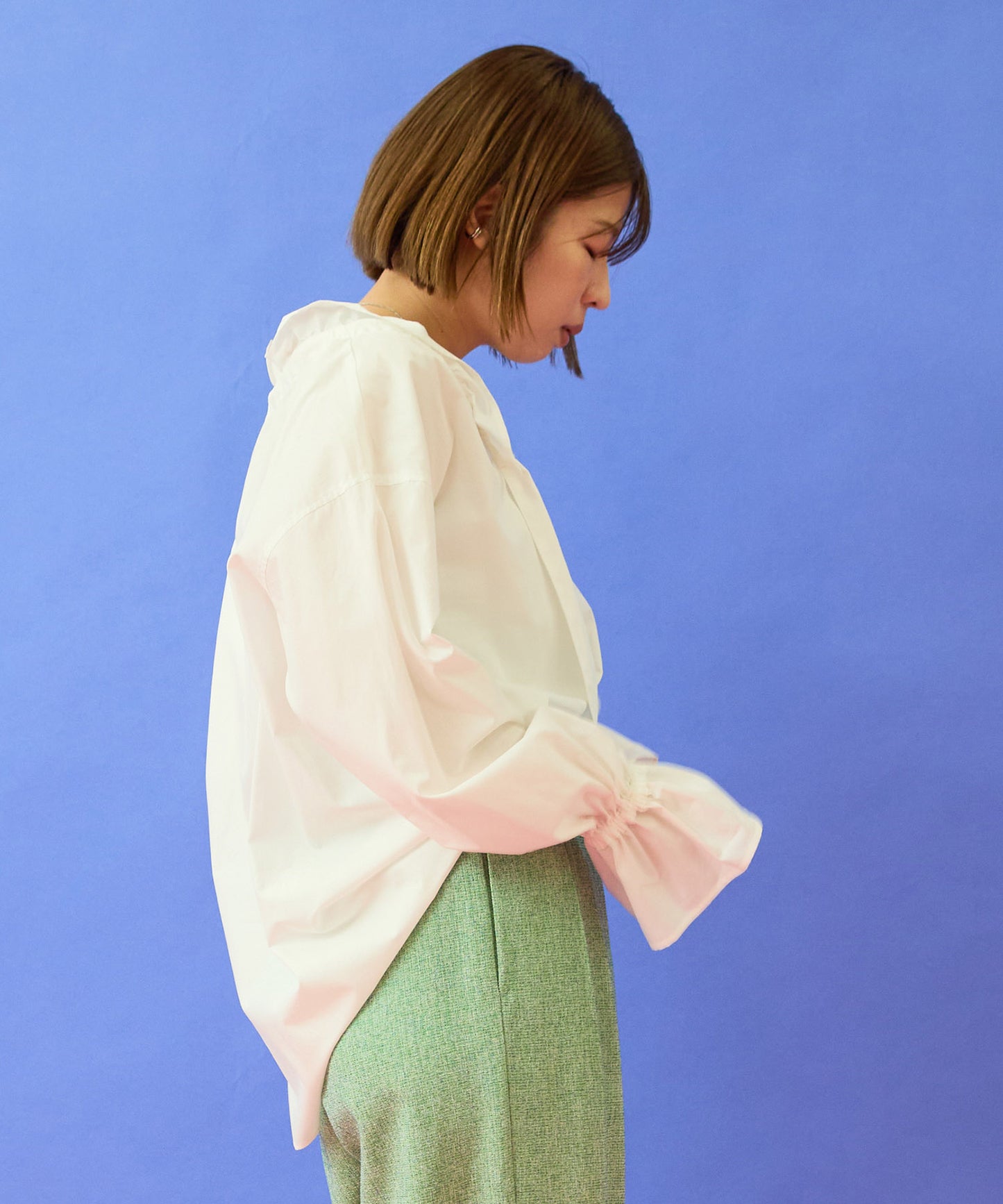 【FONT LAB】オーガニックコットンフリルカラーブラウス