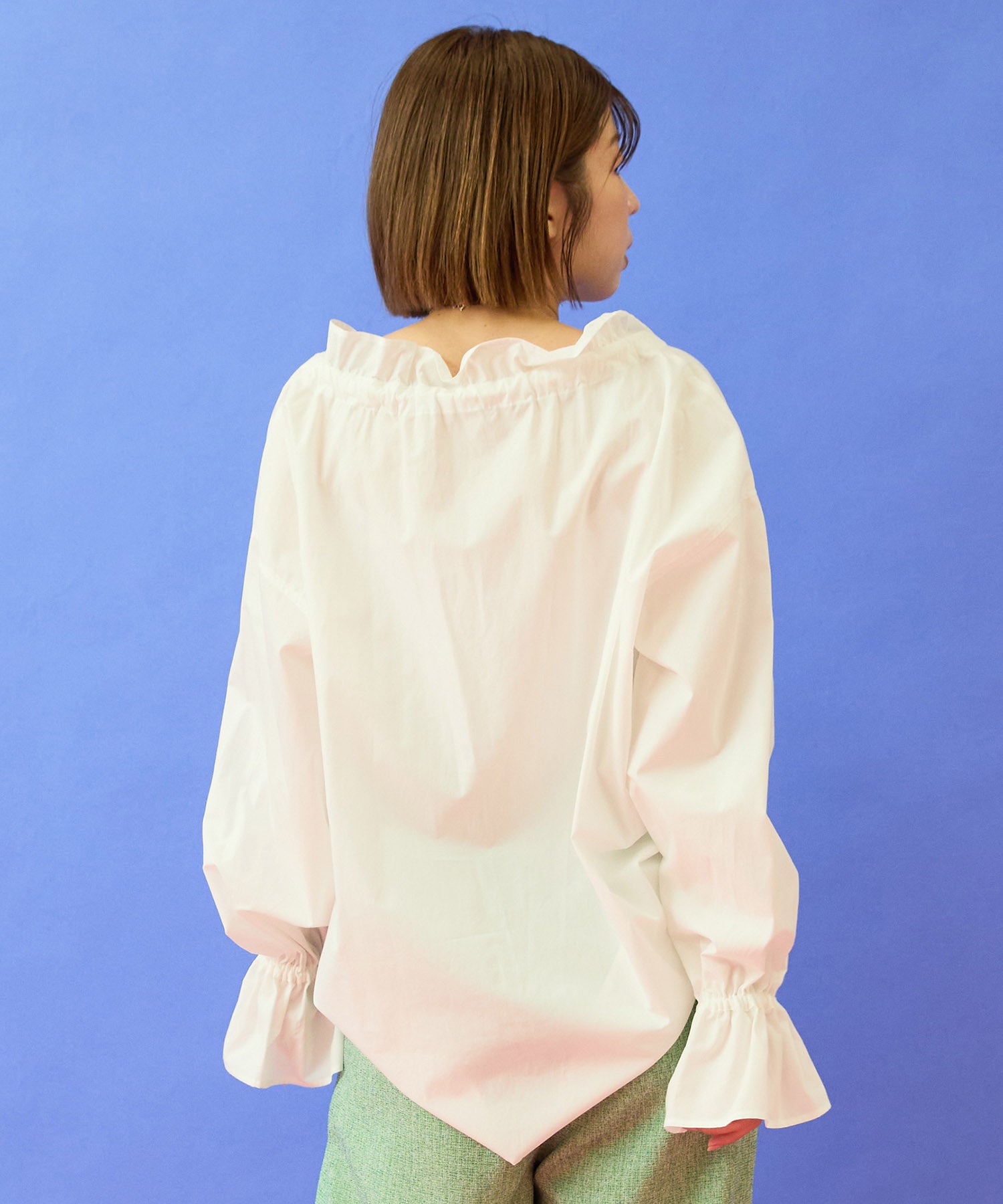 【FONT LAB】オーガニックコットンフリルカラーブラウス