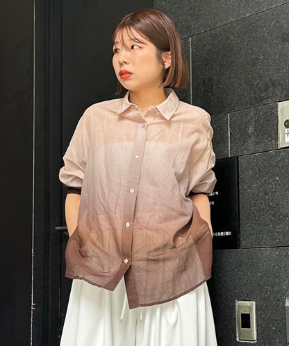 【FONT LAB】シアーコットングラデーションシャツ