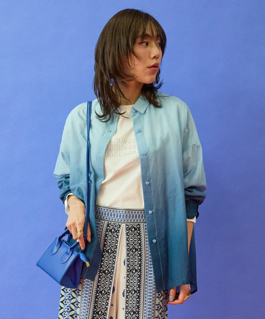 シャツ レディース グラデーション シアーコットンシャツ