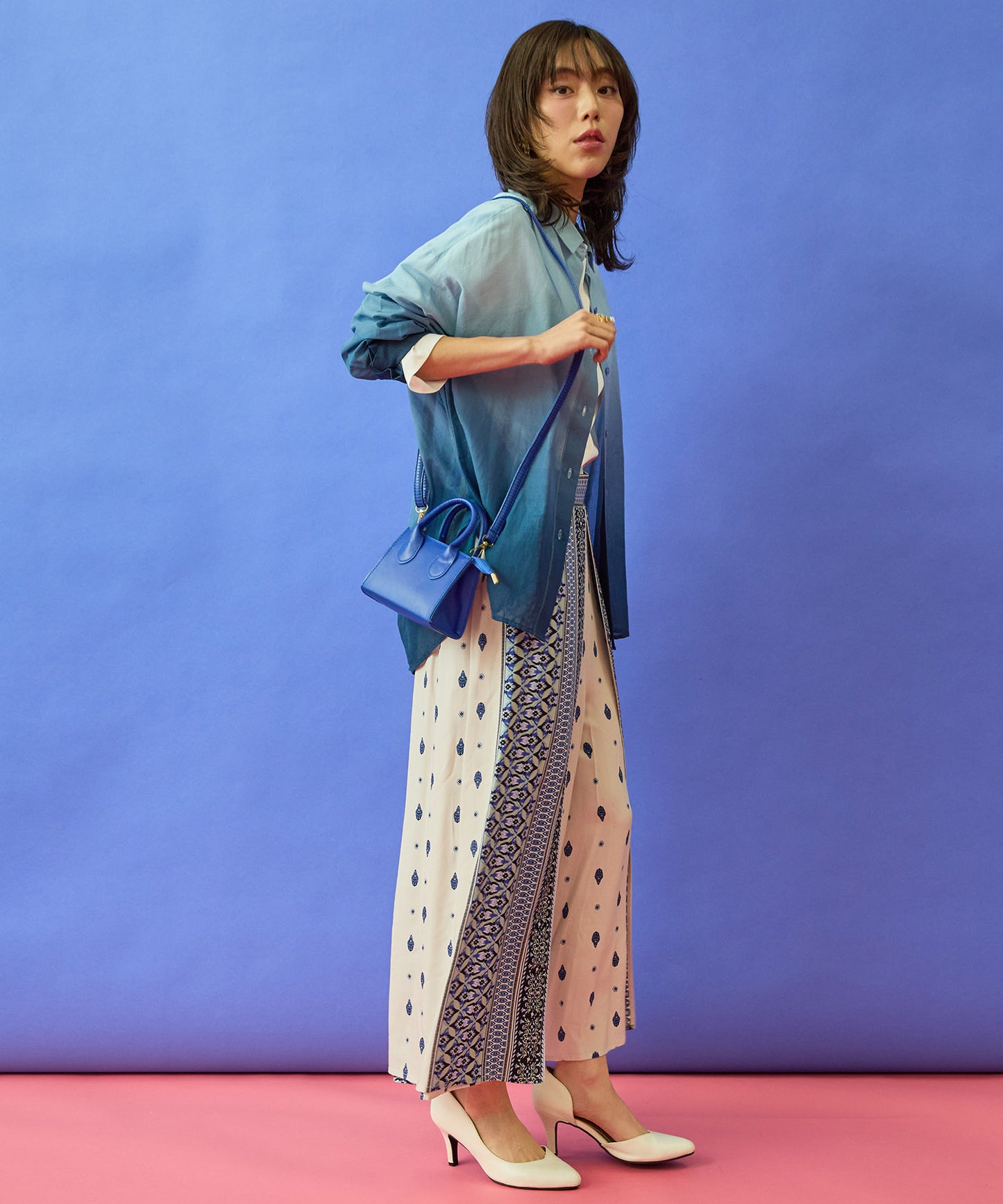 【FONT LAB】シアーコットングラデーションシャツ