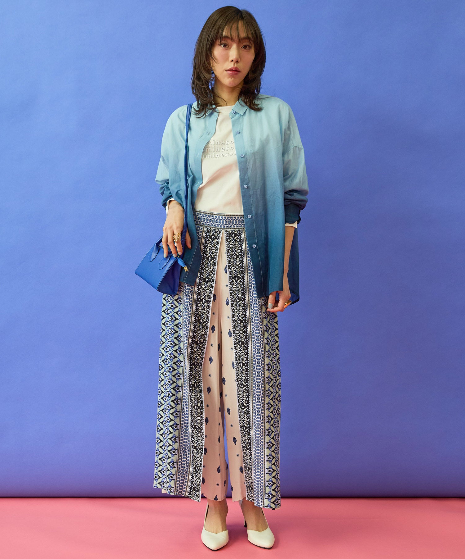 【FONT LAB】シアーコットングラデーションシャツ