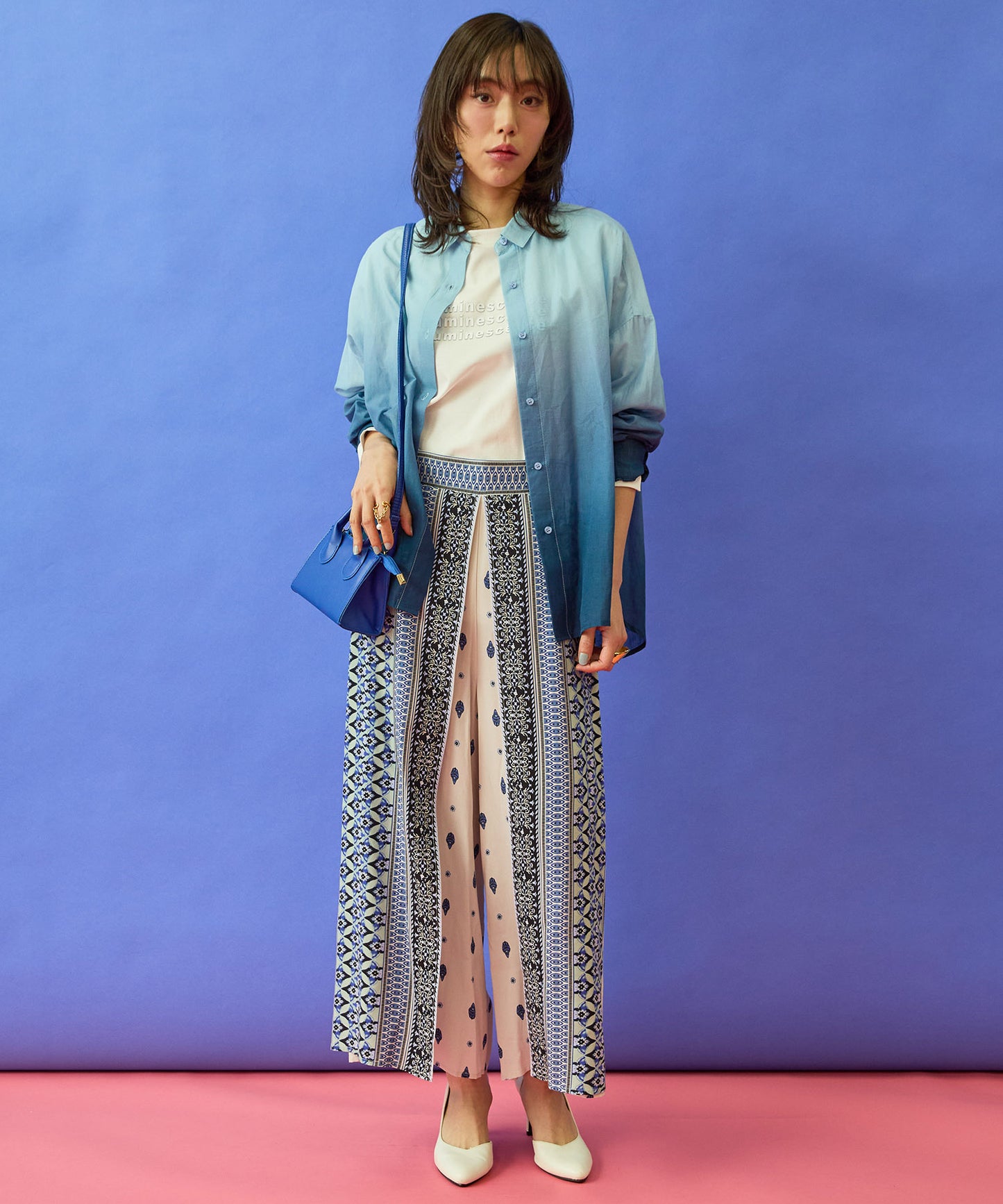 【FONT LAB】シアーコットングラデーションシャツ