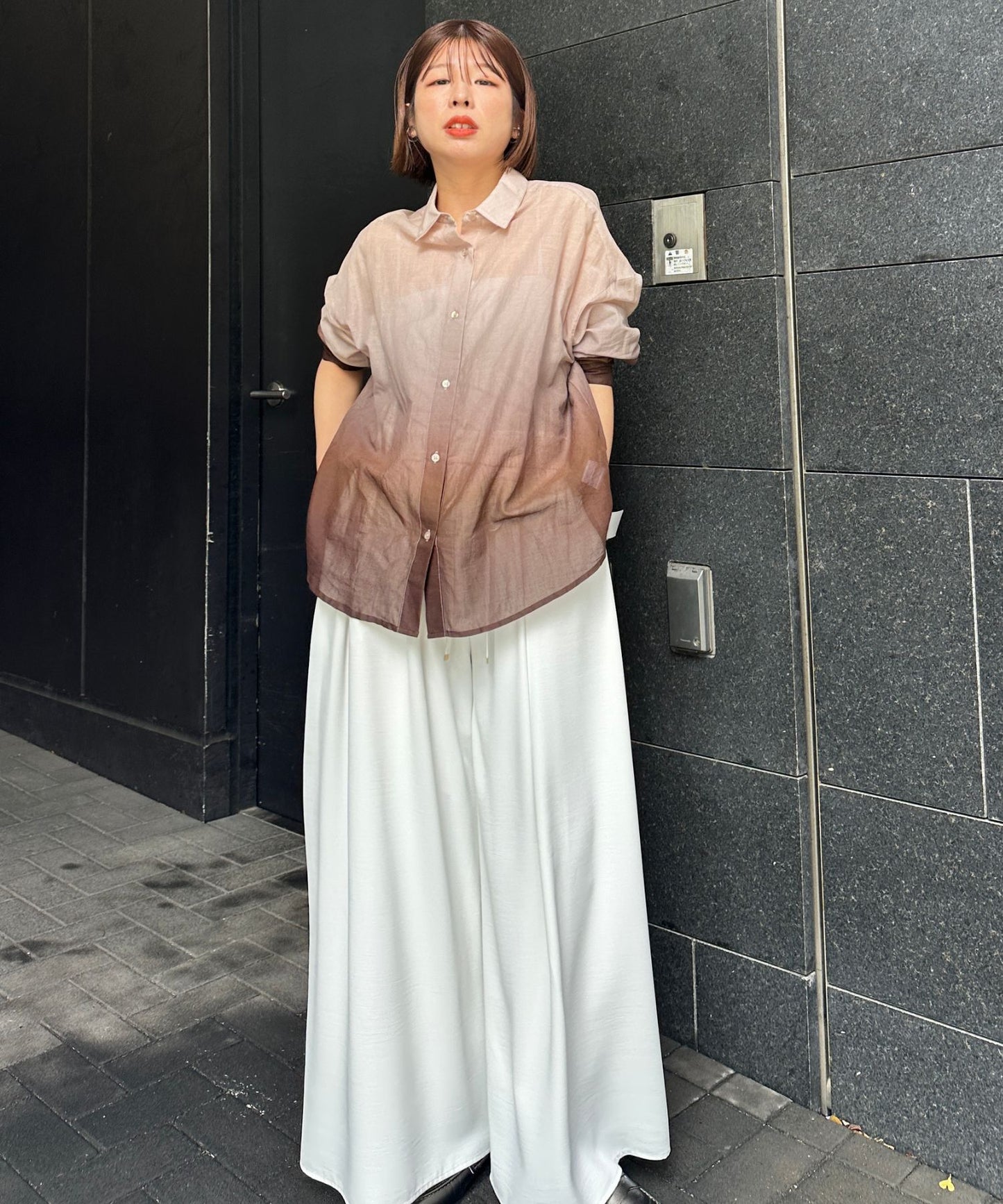 【FONT LAB】シアーコットングラデーションシャツ