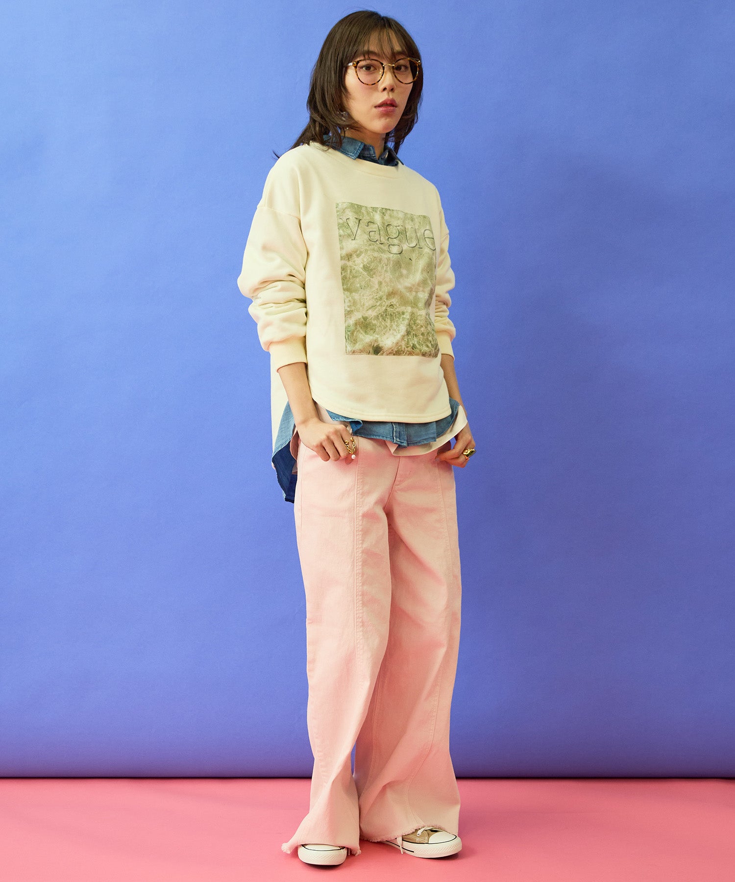 【FONT LAB】シアーデニム2WAYシャツ