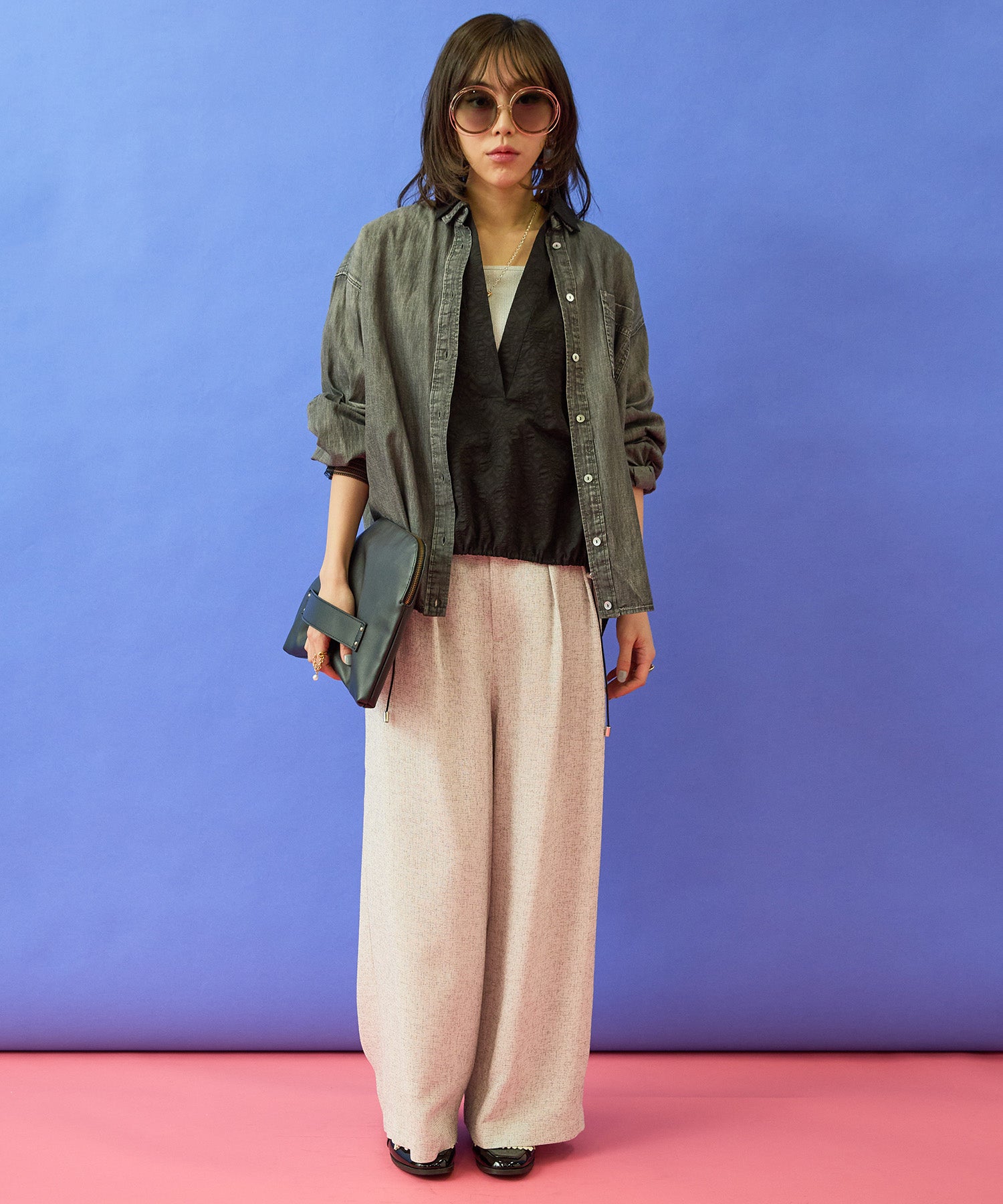 【FONT LAB】シアーデニム2WAYシャツ