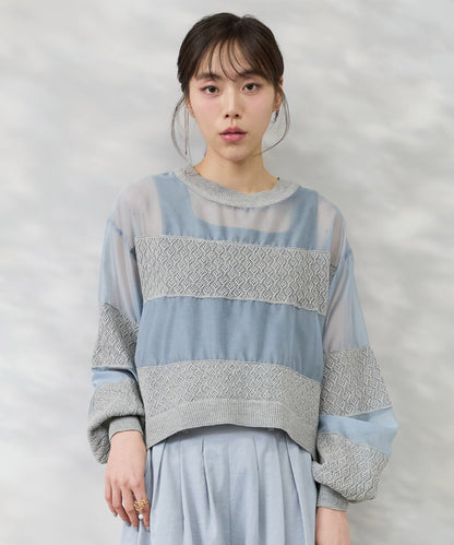 ブラウス レディース オーガンジー デザインブラウス