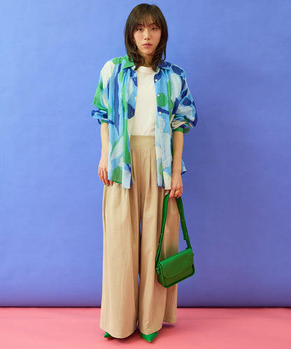 【FRNCH】スイレンプリントシルクブレンドブラウス