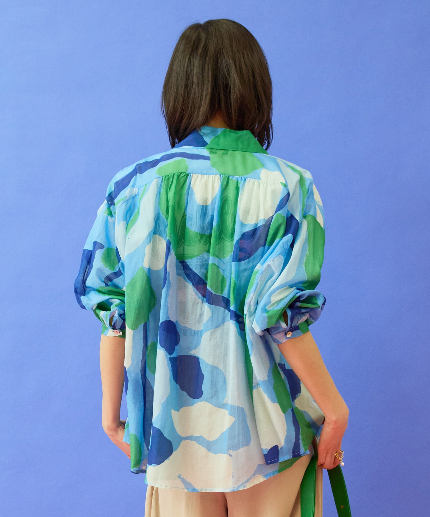 【FRNCH】スイレンプリントシルクブレンドブラウス