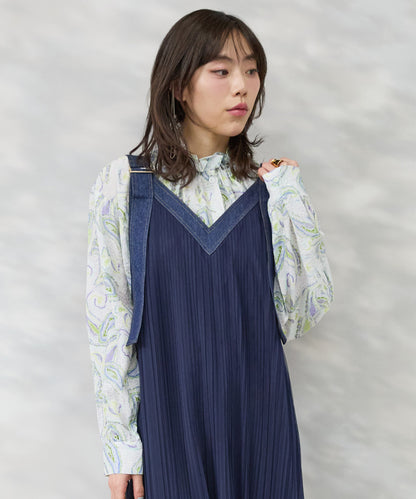 【see U soon】ペイズリー水彩プリントシャツ