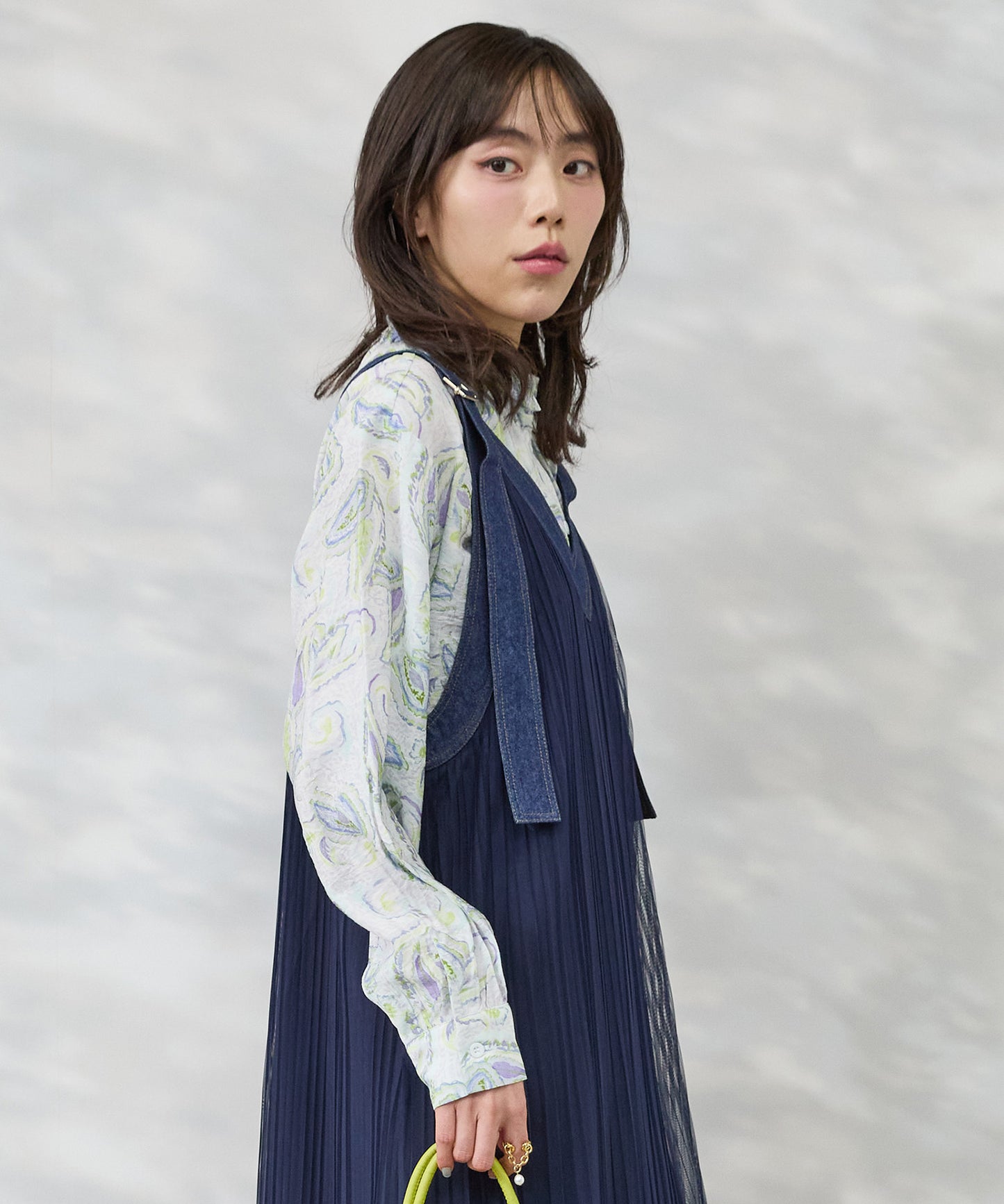 【see U soon】ペイズリー水彩プリントシャツ