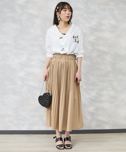 【SKFK】アシンメトリーラッフルデザインペイントシャツ