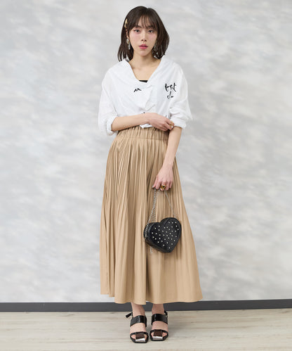 【SKFK】アシンメトリーラッフルデザインペイントシャツ