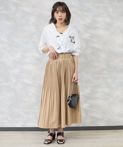 【SKFK】アシンメトリーラッフルデザインペイントシャツ