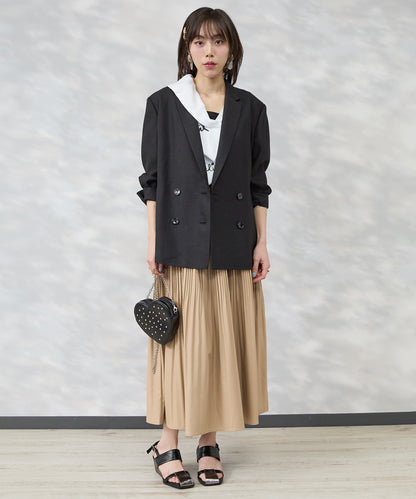 【SKFK】アシンメトリーラッフルデザインペイントシャツ