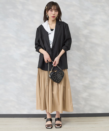 【SKFK】アシンメトリーラッフルデザインペイントシャツ